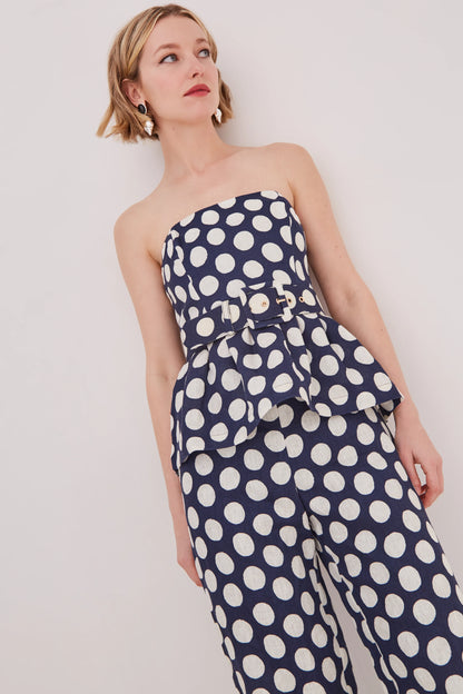 Tilda Top in Celeste Navy Dot