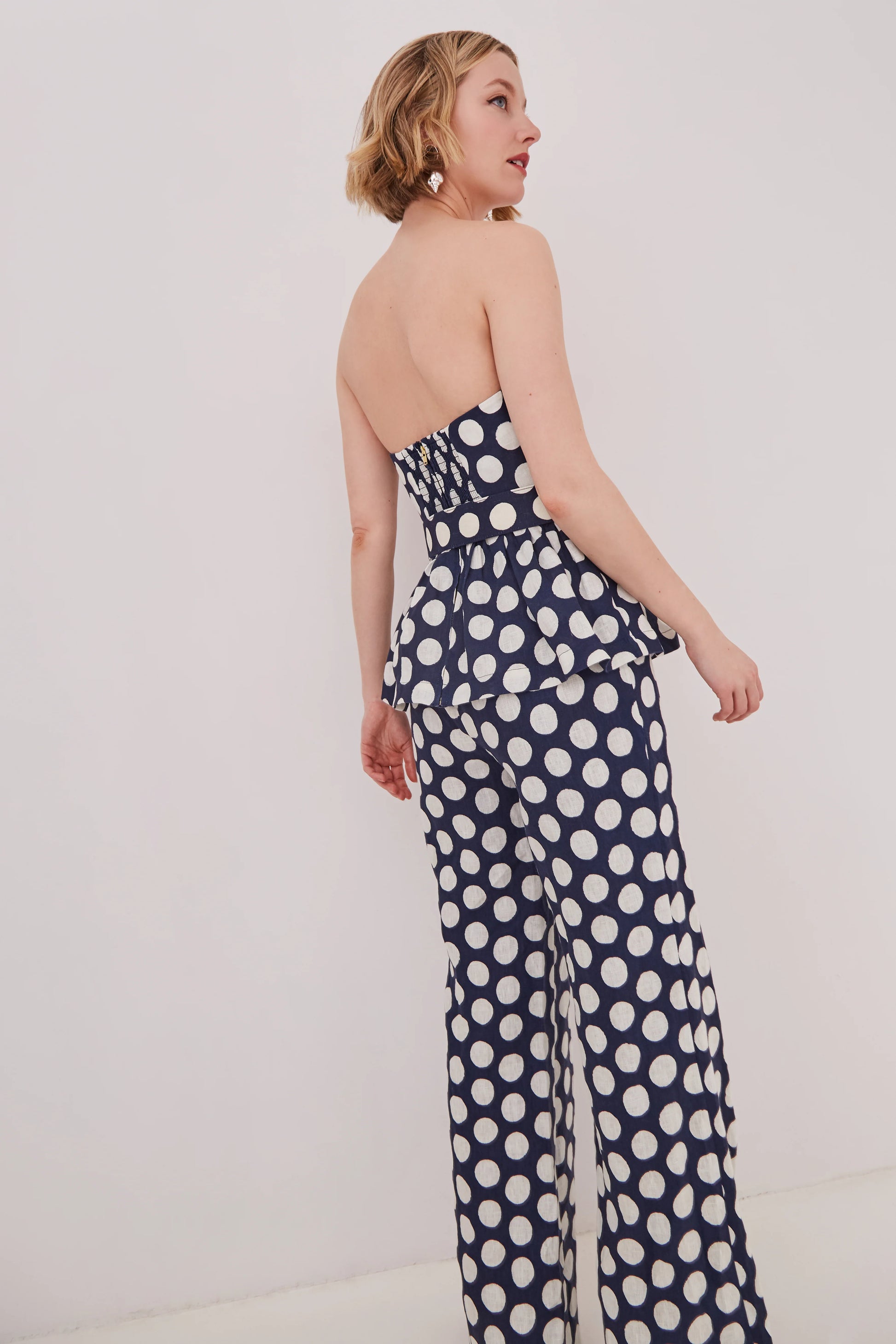 Tilda Top in Celeste Navy Dot
