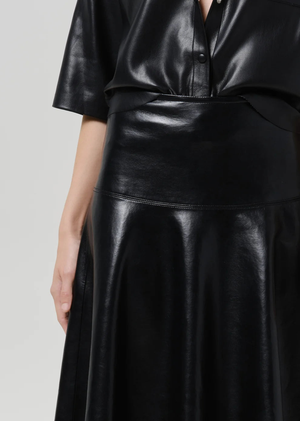 Vita Recycled Leather Maxi Skirt In Black