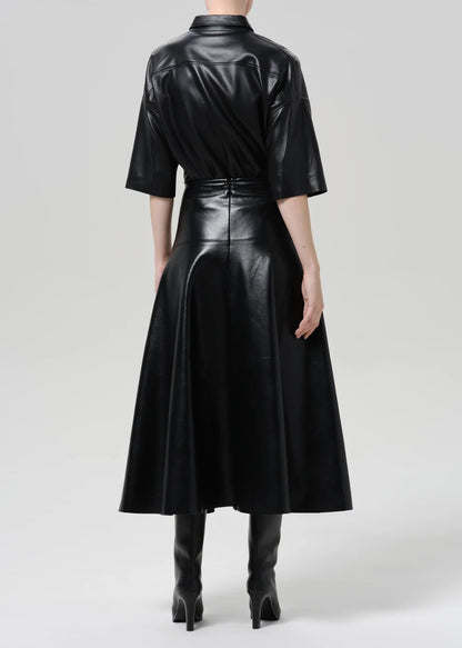 Vita Recycled Leather Maxi Skirt In Black