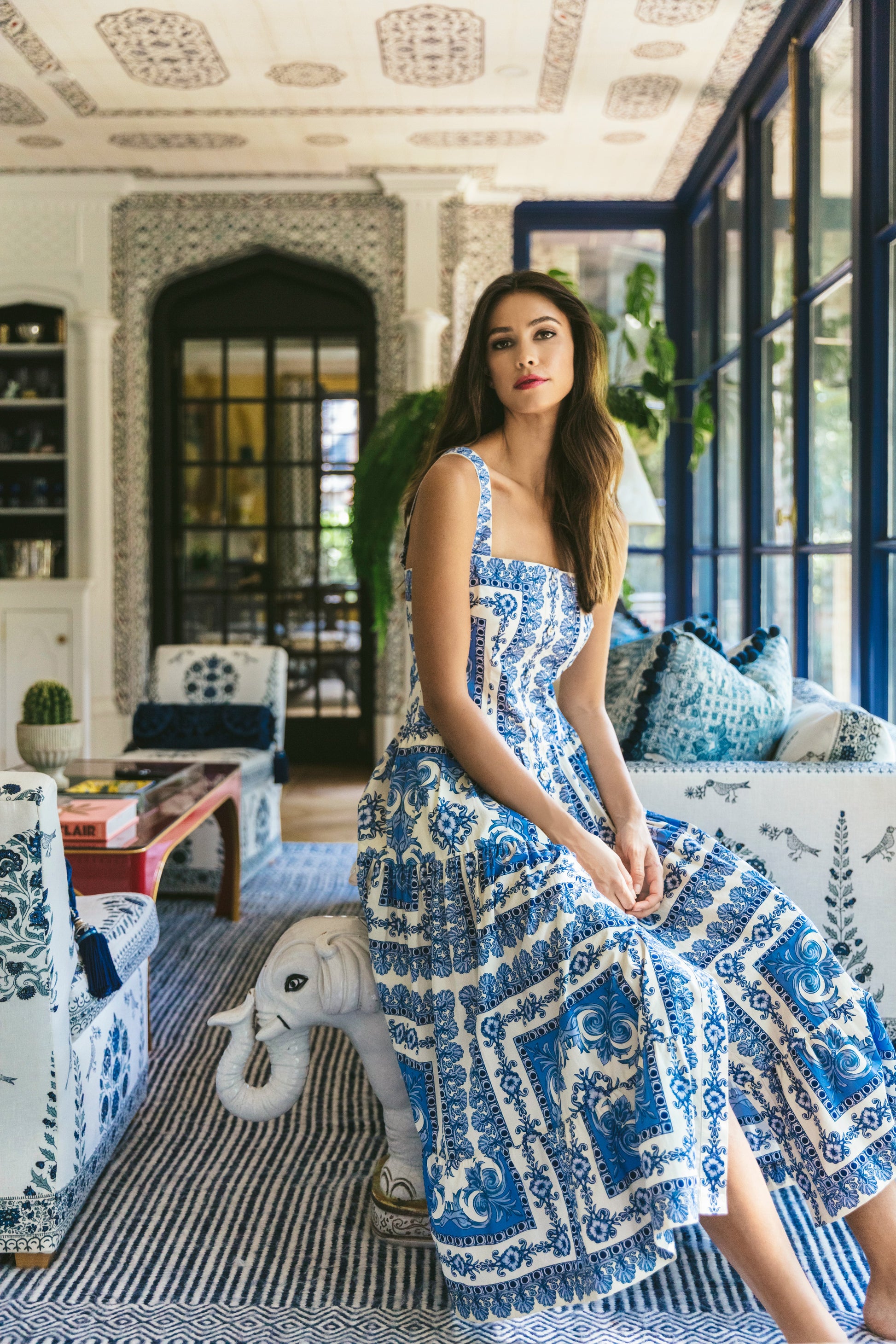 Margarita Dress in Hudson Scarf Sky Print