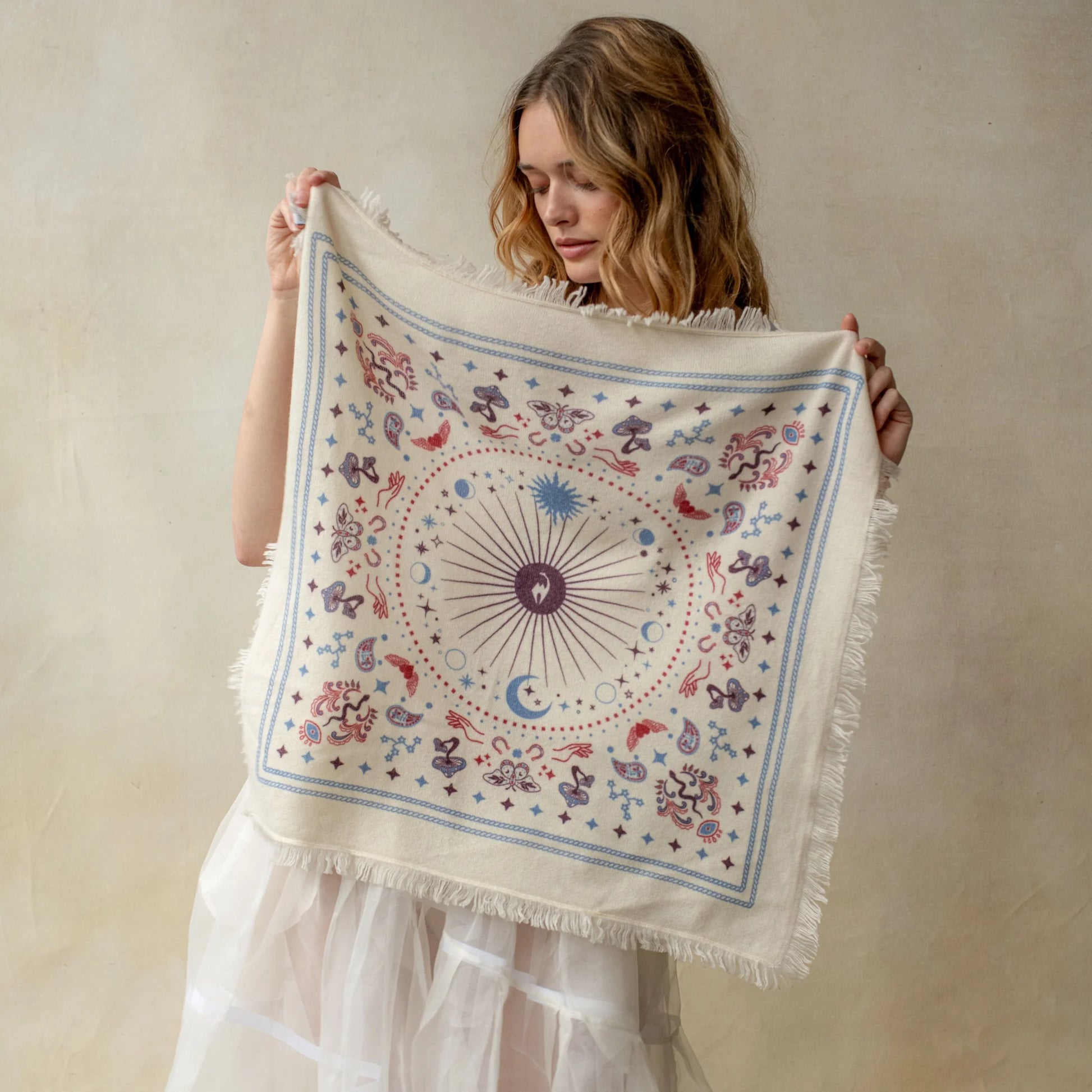 Mini Cosmic Bandana in Ivory/Plum/Azure