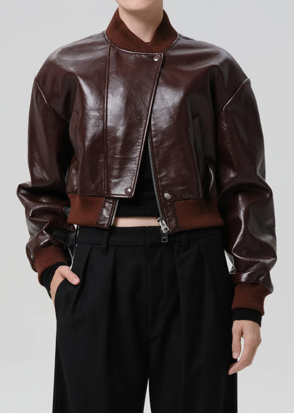 Camille Moto Jacket In Burgundy