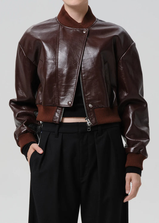 Camille Moto Jacket In Burgundy