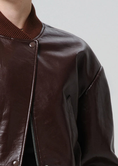 Camille Moto Jacket In Burgundy