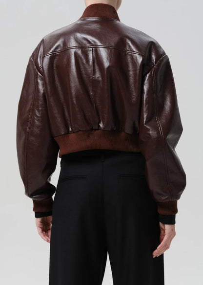 Camille Moto Jacket In Burgundy