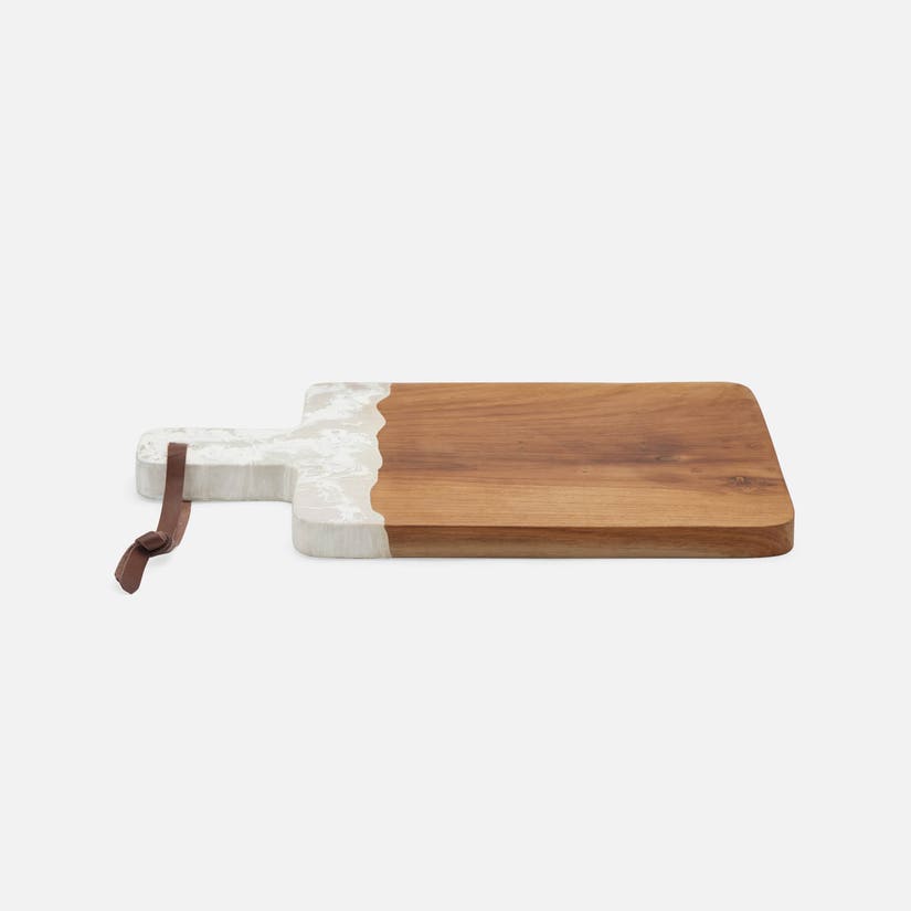 Serving Board in White Resin/Natural Teak