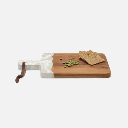 Serving Board in White Resin/Natural Teak