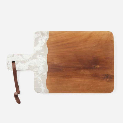 Serving Board in White Resin/Natural Teak