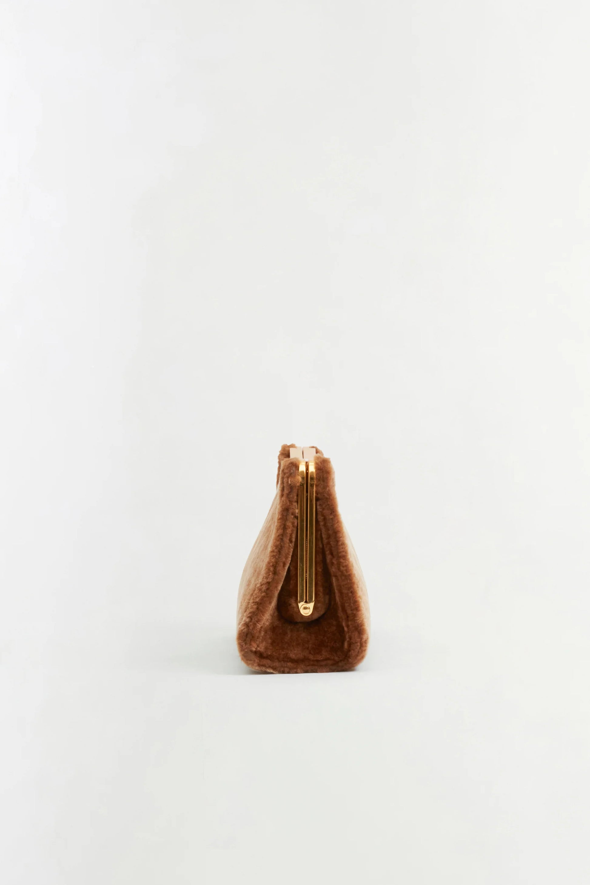 Solange Shearling Clutch in Caramel