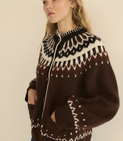 Hue Cardigan in Brun Aberdeen FairIsle