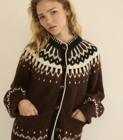 Hue Cardigan in Brun Aberdeen FairIsle