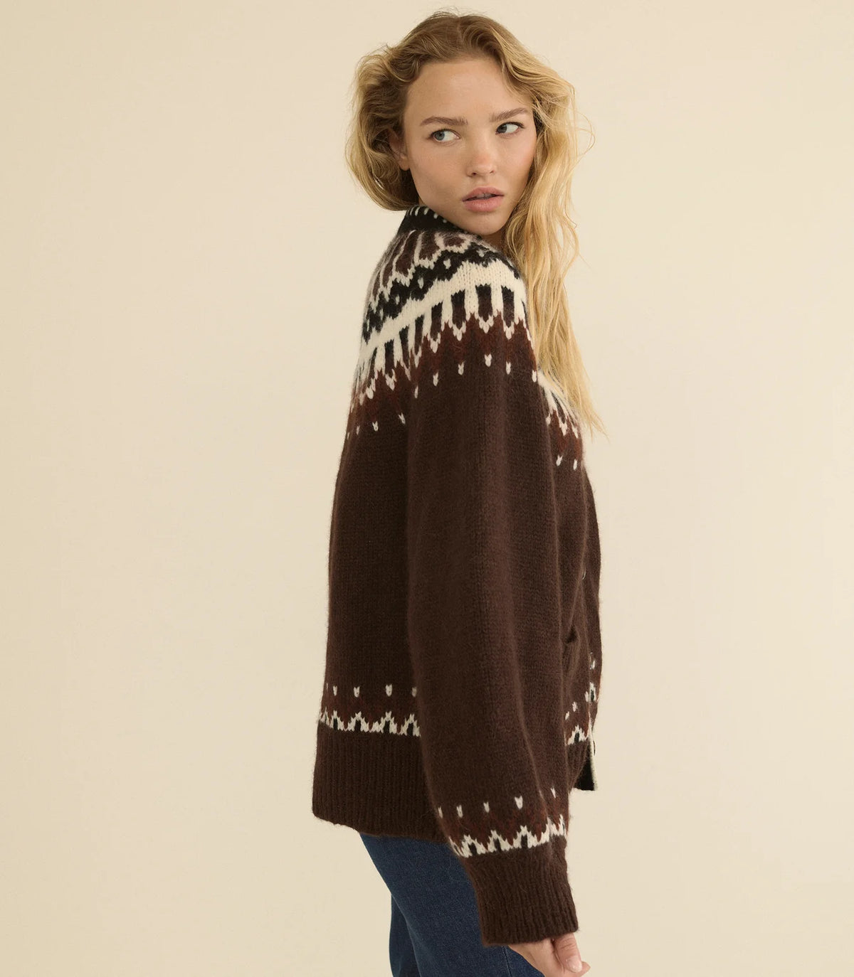 Hue Cardigan in Brun Aberdeen FairIsle