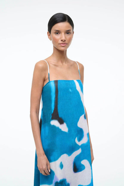Laura Linen Dress in Blue Haze