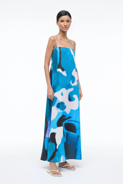 Laura Linen Dress in Blue Haze