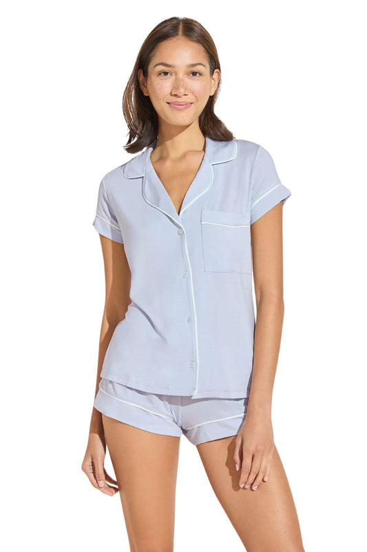 Gisele Shortie PJ Set in Ice Blue/Ivory
