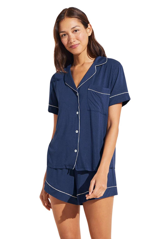Gisele Relaxed Short PJ Set in Navy/Ivory