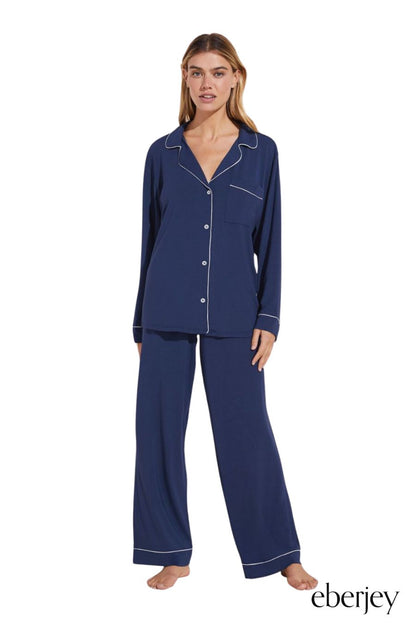 Gisele Long PJ Set in Navy/Ivory