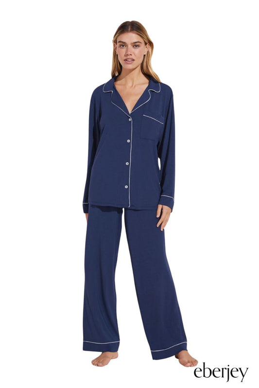 Gisele Long PJ Set in Navy/Ivory