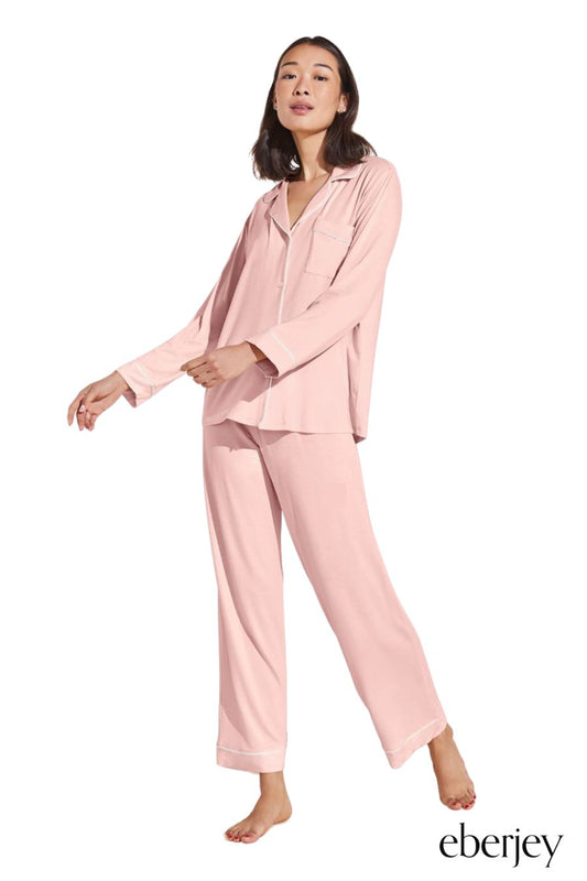 Gisele Long PJ Set in Petal Pink/Ivory