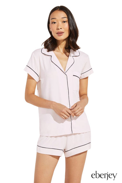 Gisele Shortie Short PJ Set in Sorbet Pink/Black