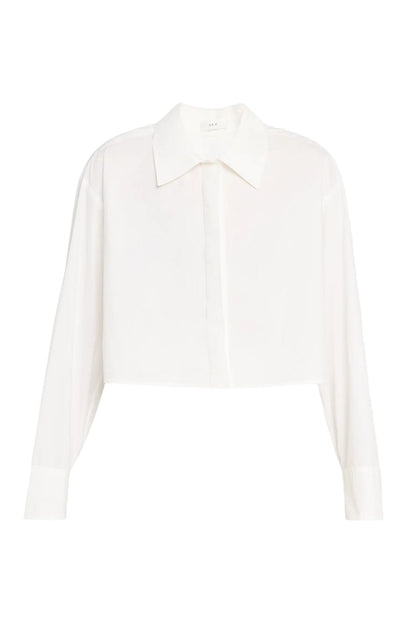 Maude Cropped Cotton Shirt in White