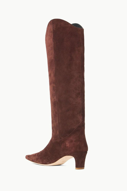 Western Wally Boot in Mahogany Suede