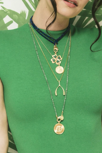 Double Wrap Beaded Necklace in Lapis