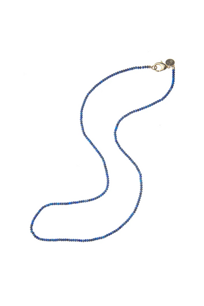 Double Wrap Beaded Necklace in Lapis