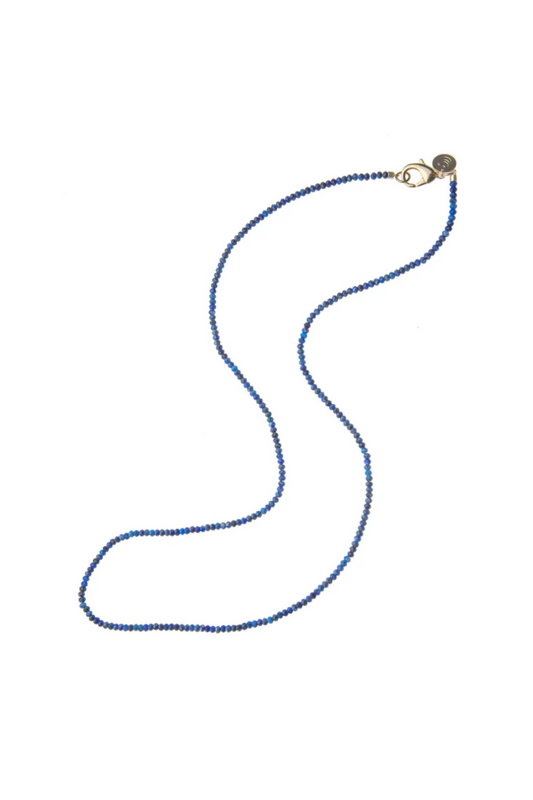 Double Wrap Beaded Necklace in Lapis