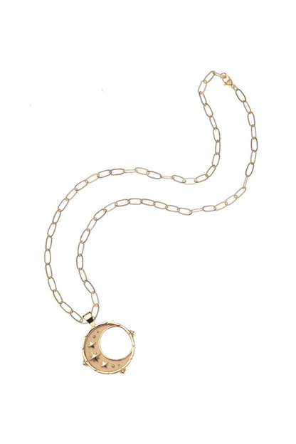 FOREVER Moon and Back Pendant Coin Necklace