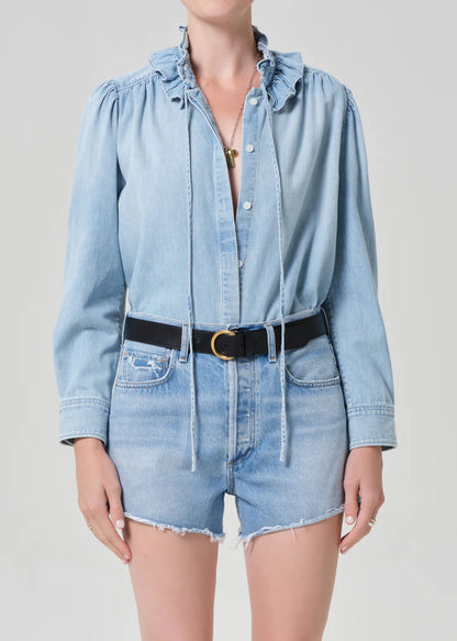Calista Frill Collar Shirt in Skylar