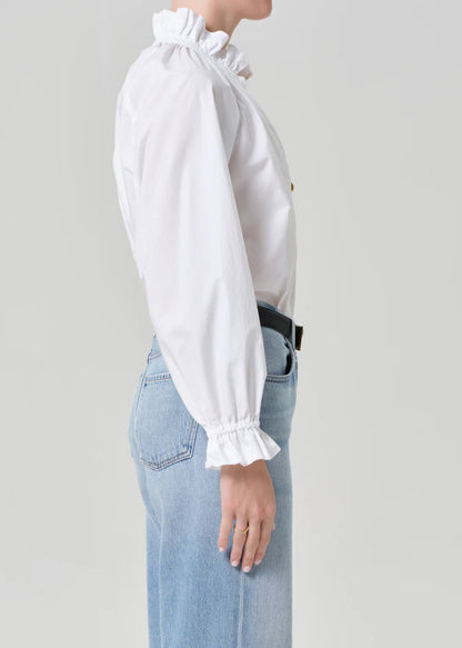 Loretta Ruffle Top in Optic White