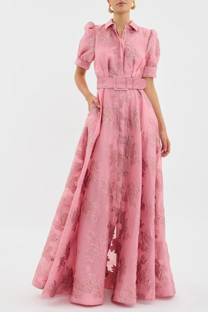 Annette Button Gown in Pink