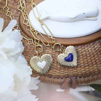 Basketweave Heart Charm in Lapis