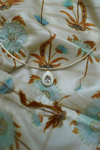 Ivory Enamel Teardrop Bezel Charm