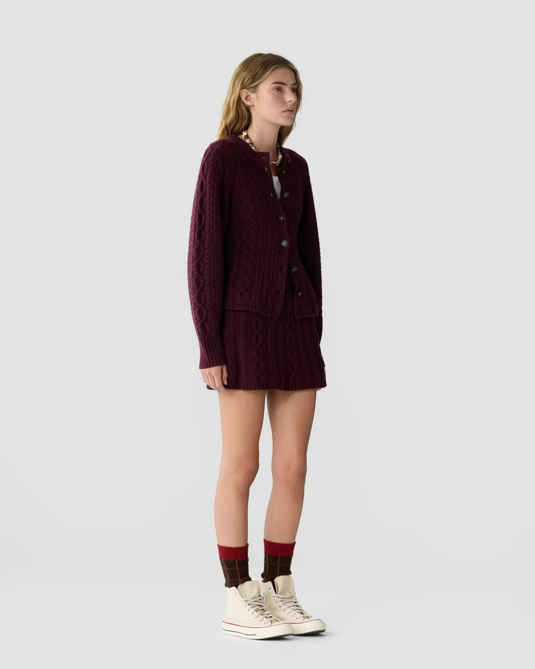 Cable Sculpted Cardigan in Fig