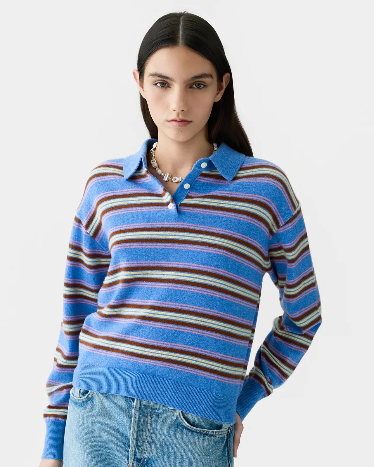 Collegiate Stripe Polo in Delft Blue Combo