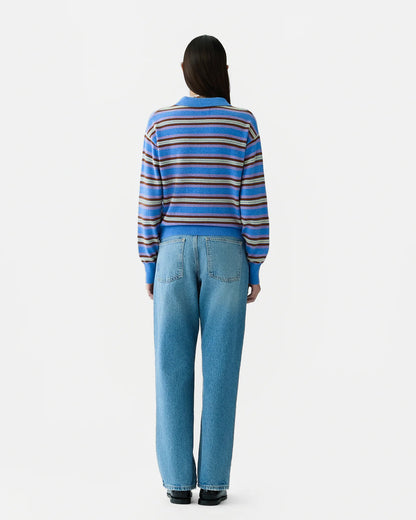 Collegiate Stripe Polo in Delft Blue Combo