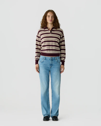 Collegiate Stripe Polo in Fig Combo