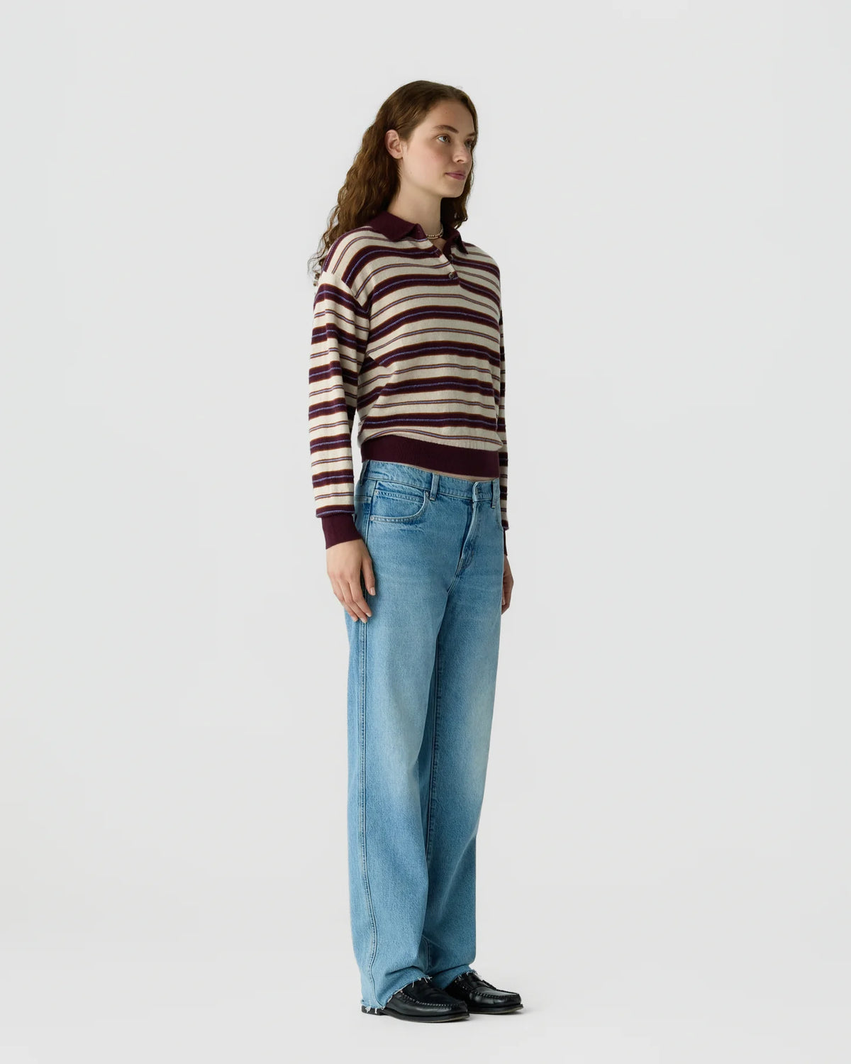 Collegiate Stripe Polo in Fig Combo