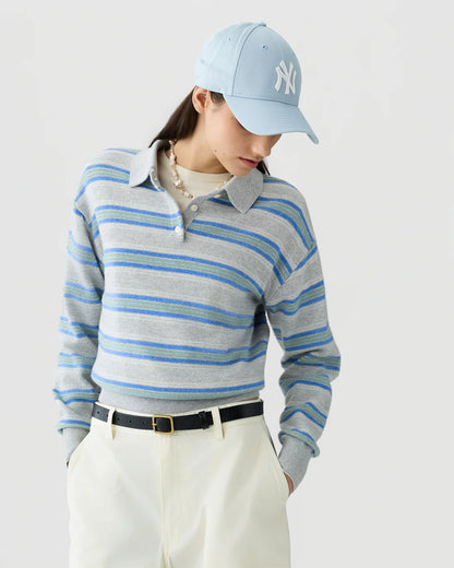 Collegiate Stripe Polo in Stone Combo