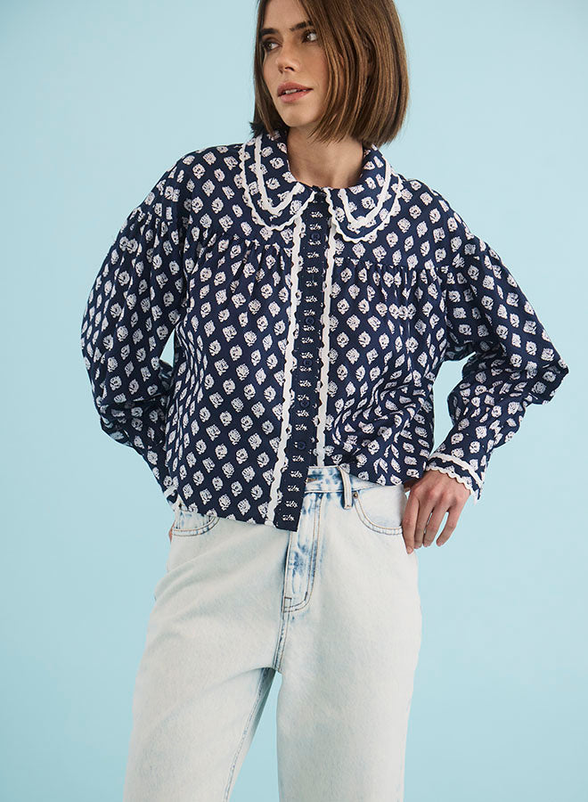 Finch Top in Thistle & Vine Blue