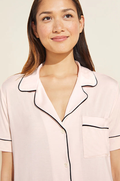 Gisele Short Sleeve PJ Set in Sorbet Pink/Black