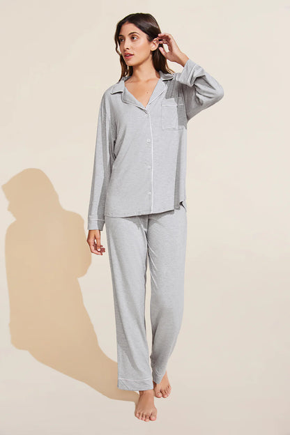 Gisele Long PJ Set in Heather Grey/Pink