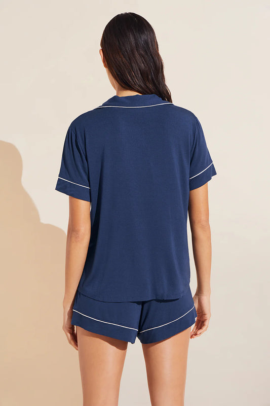 Gisele Relaxed Short PJ Set in Navy/Ivory