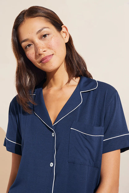 Gisele Relaxed Short PJ Set in Navy/Ivory