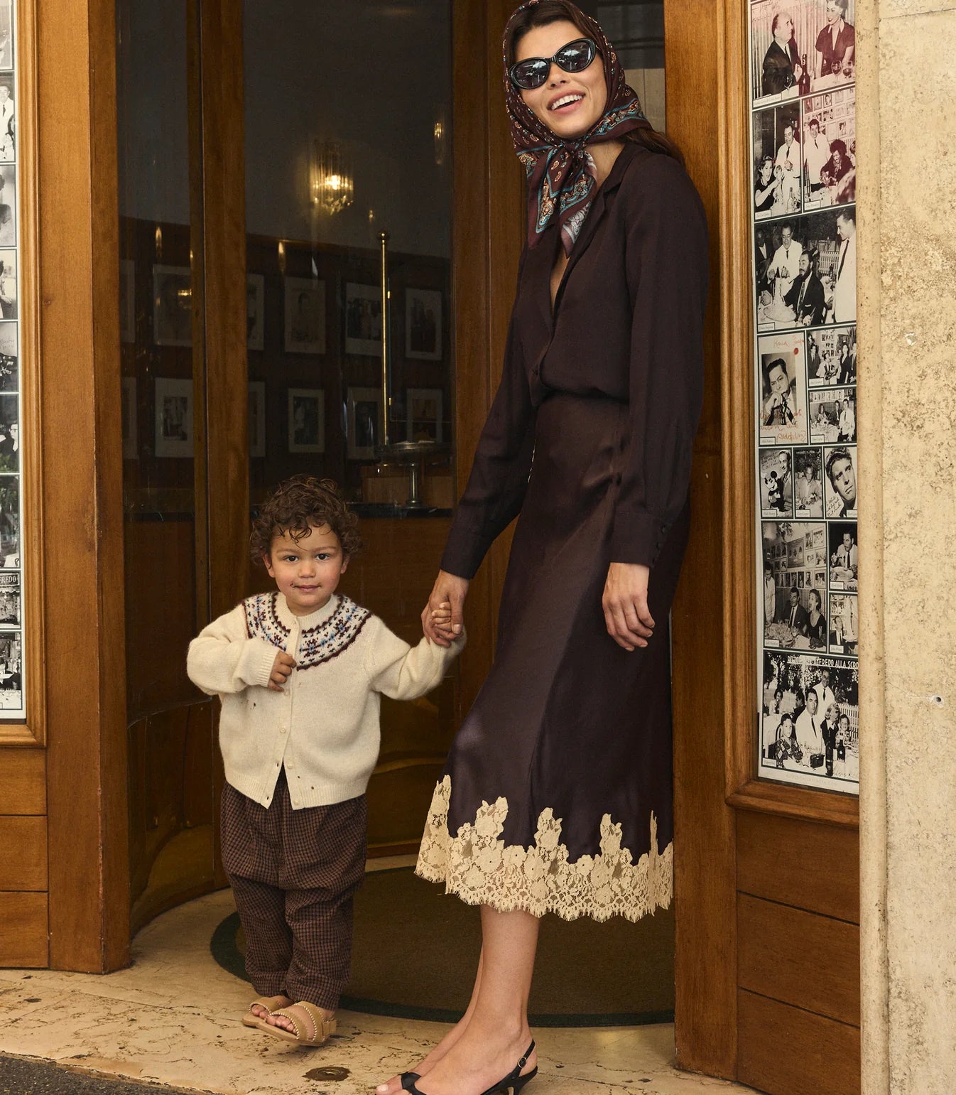Elowen Skirt in Equestrian Brown in Cream Lace