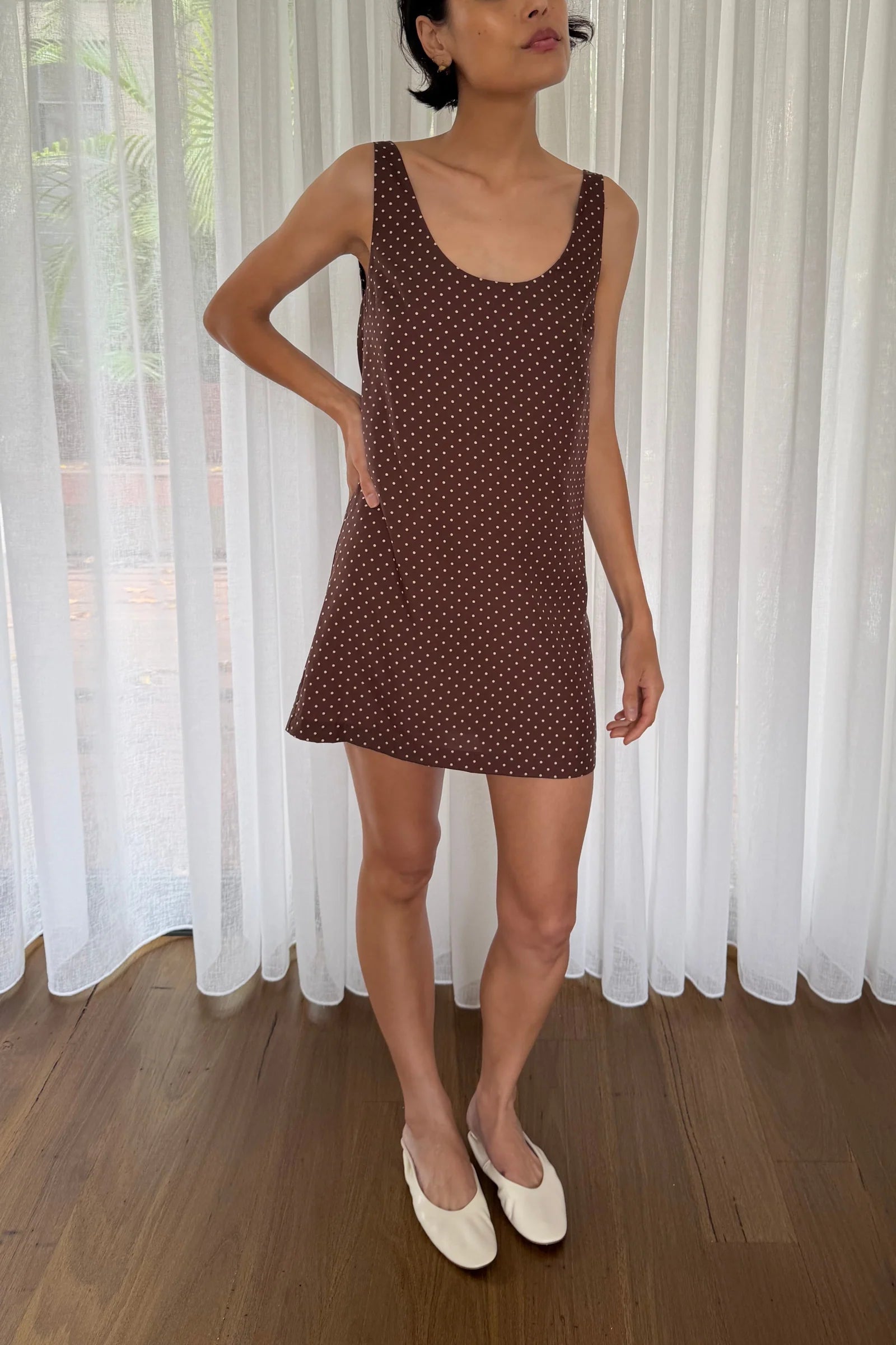 Evie Dress in Chocolate Vanilla Polka Dot