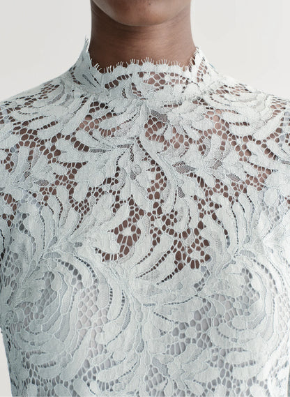 Eden Lace Mini Dress in Slate Blue